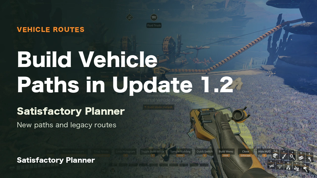 Official Update 1.2 gameplay showing a vehicle path and truck. The cover title is editorial.